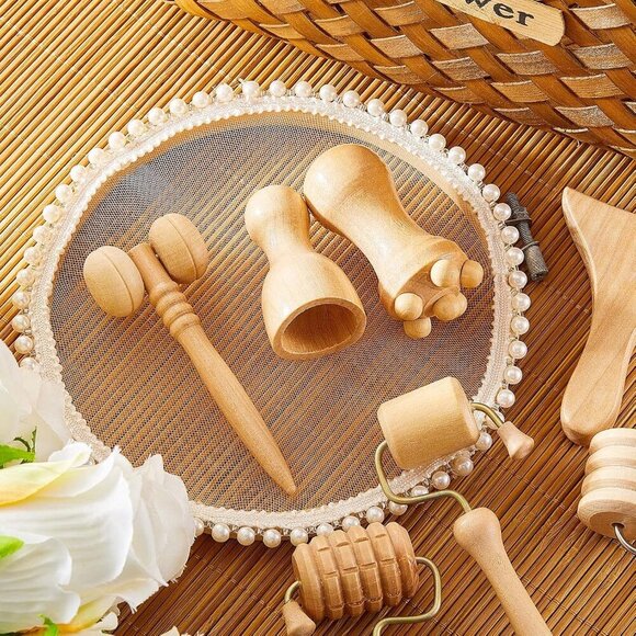 7 Pcs Wooden Face Massage Tool Set Wood Maderoterapia Kit Face Sculpting Tool Sk - Picture 6 of 7